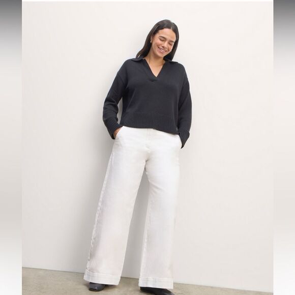 Everlane Pants - Everlane White Wide-Leg Trouser Pants Size 12